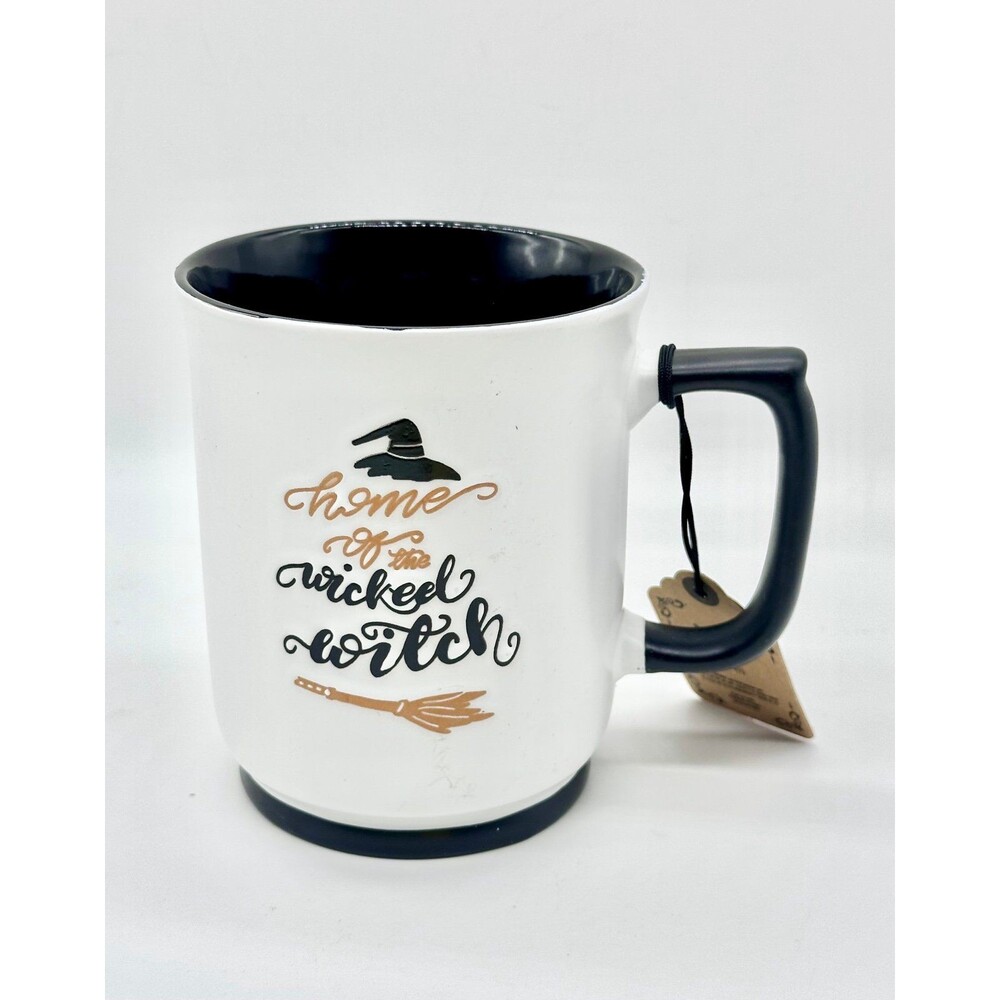 Home of the Wicked Witch Mug Cup White Exterior Black Interior Halloween